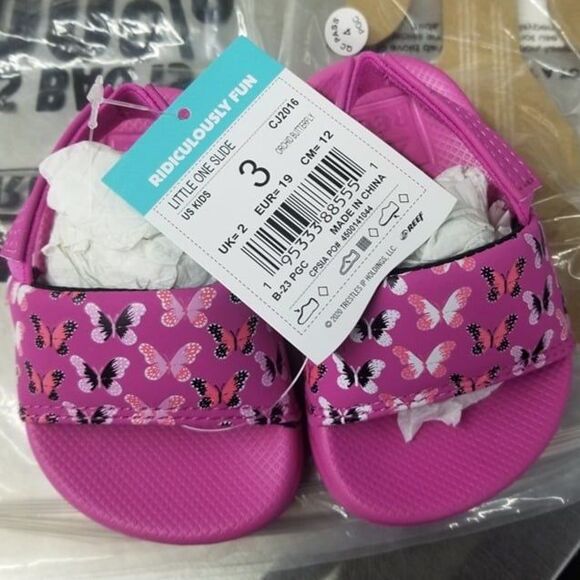 Reef Unisex-Child Little One Slide Sandal - Orchid Butterfly - Size 3 - Picture 1 of 6